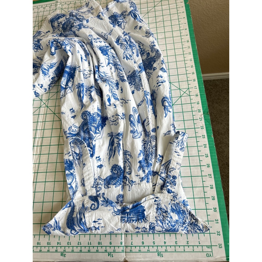 Avec Les Filles Blue White Mermaid Toile Nautical Midi Dress Size 4 sweetheart - Picture 6 of 11